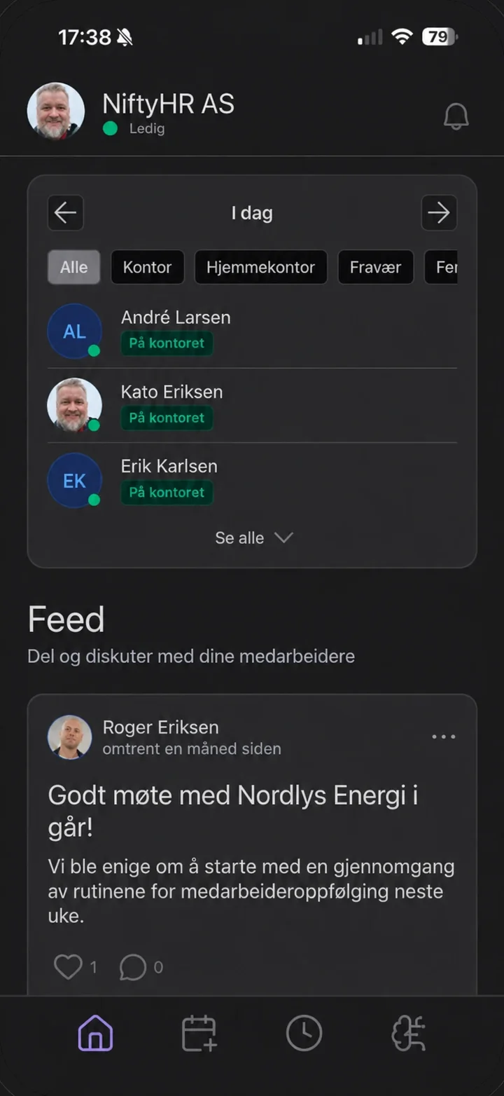 NiftyHR-appen: Startside