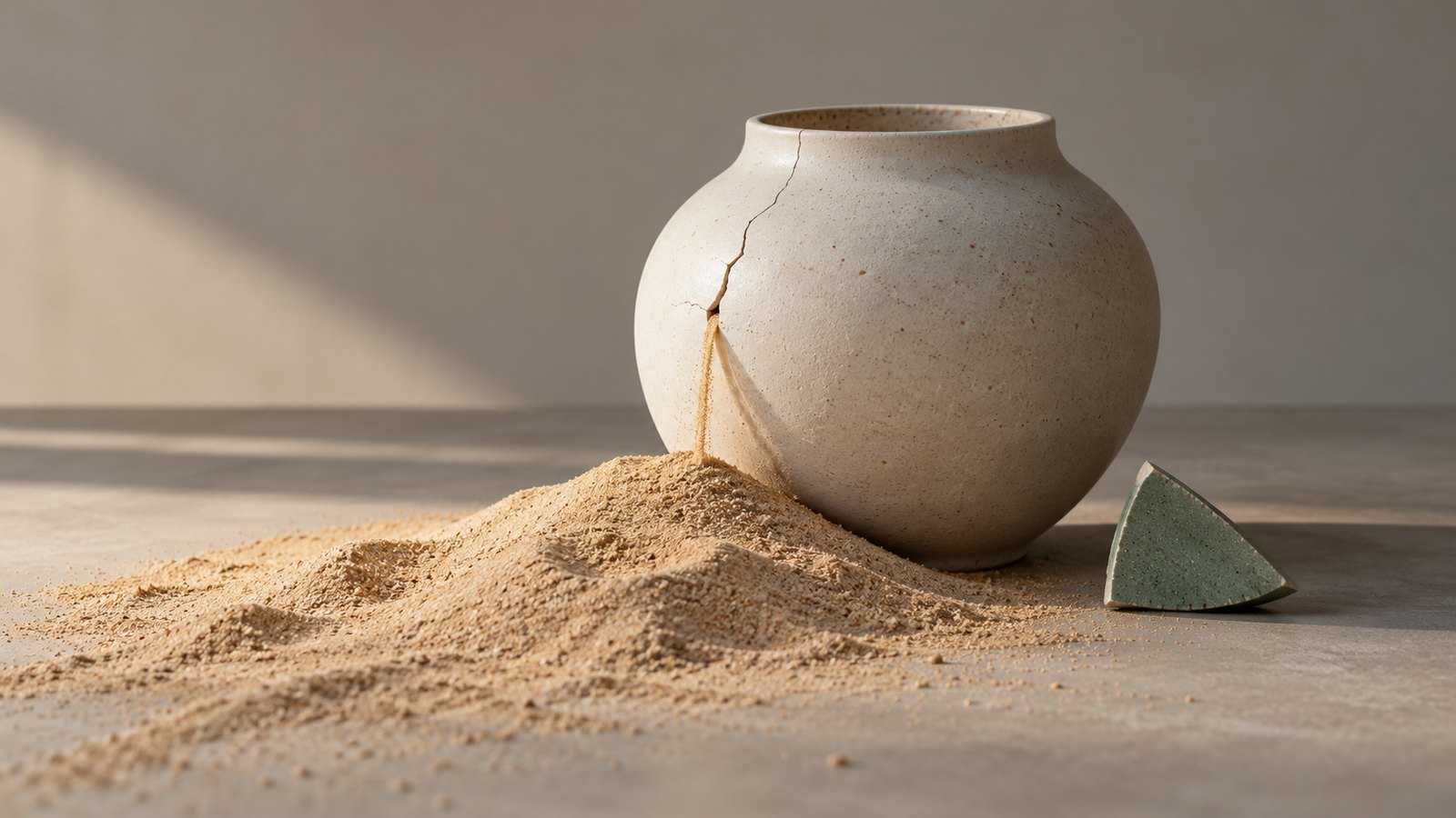 En liten lekkasje har samlet seg til et stort tap av sand.
